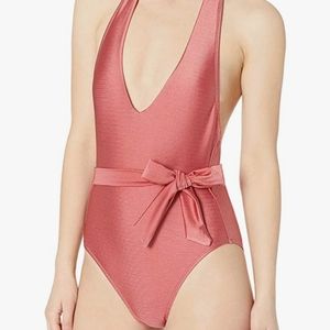 Anne Cole Women's Plunge Halter Swimsuit, Coral